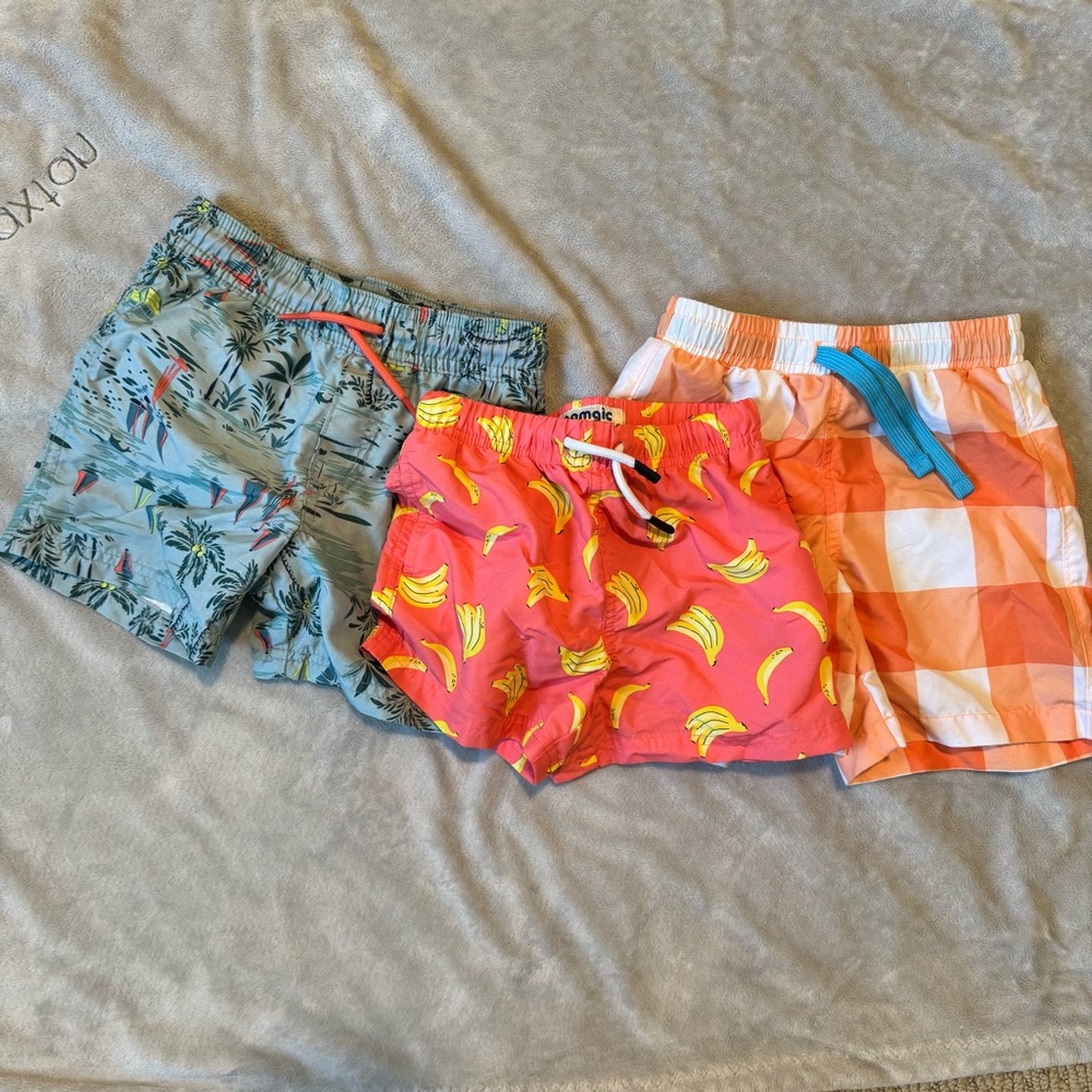 Kids Tropical & Checkered Swim Trunks Bundle